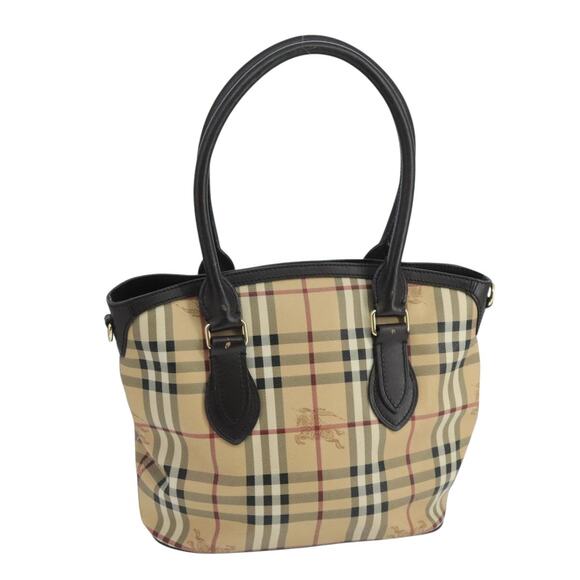 Burberry Nova Check Hand Bag Pvc Leather Beige - Picture 1 of 16